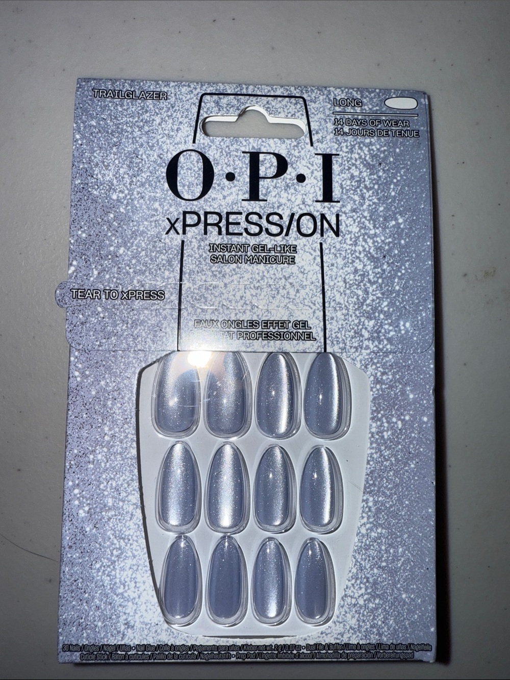 OPI Silver Trailglazer xPRESS/ON Shimmer Press-On Nails